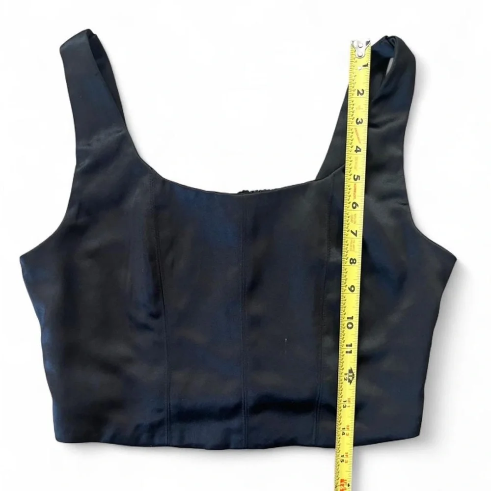 House of Harlow 1960 Women Black Satin Stretch Bustier Corset Crop Tube Tank Top - Picture 5 of 6